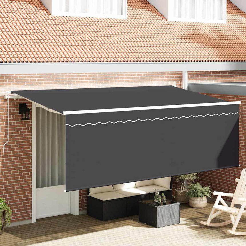 Inklapbare Luifel Antraciet 350 X 200 Cm Polyester En Aluminium Anthraciet (Anthraciet Frame)