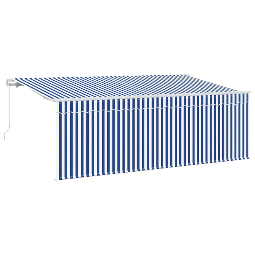 Inklapbare Luifel Blauw En Wit 400 X 200 Cm Crème (Anthraciet Frame)
