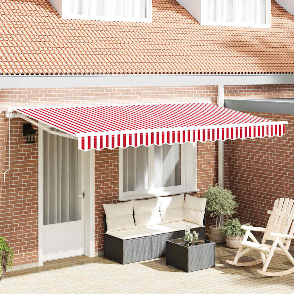Zonnescherm Frame En 400 X 200 Cm Rood En Wit (Wit Frame)