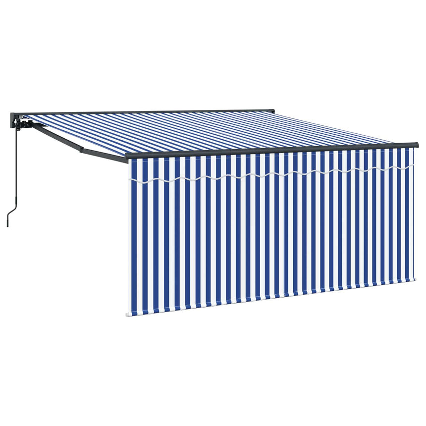 Inklapbare Luifel Blauw En Wit 300 X 250 Cm Blauw En Wit (Anthraciet Frame)