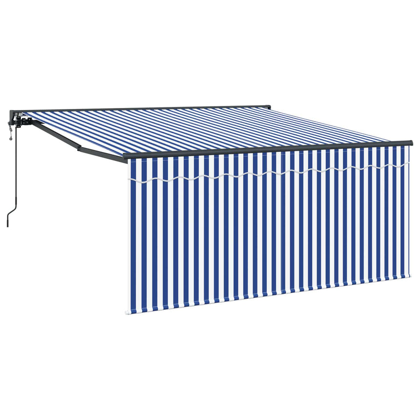 Inklapbare Luifel Blauw En Wit 300 X 250 Cm Blauw En Wit (Anthraciet Frame)