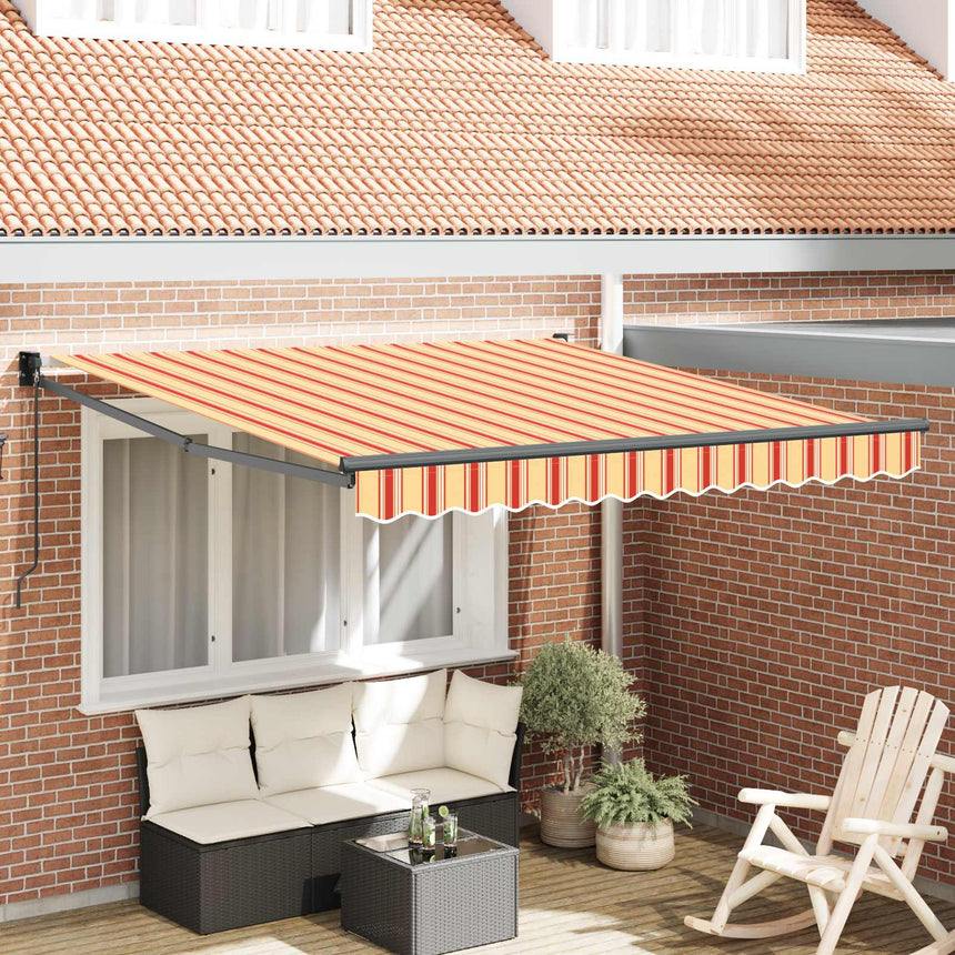 Uitschuifbare Luifel Geel En Oranje 450 X 300 X 165 Cm Geel, Oranje, Wit (Anthraciet Frame)