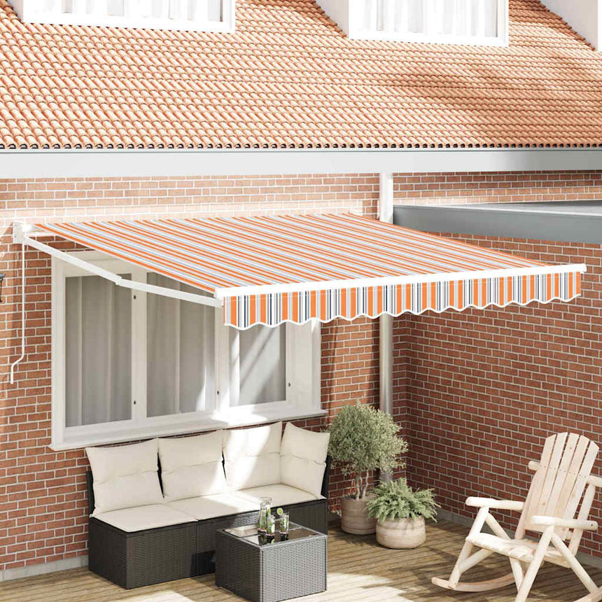 Uitschuifbare Luifel Meerkleurig 500 X 300 X 165 Cm Oranje/Grijs/Blauw/Wit (Witte Frame)