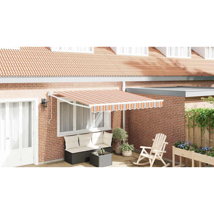 Uitschuifbare Luifel Meerkleurig 350 X 250 Cm Oranje/Grijs/Blauw/Wit