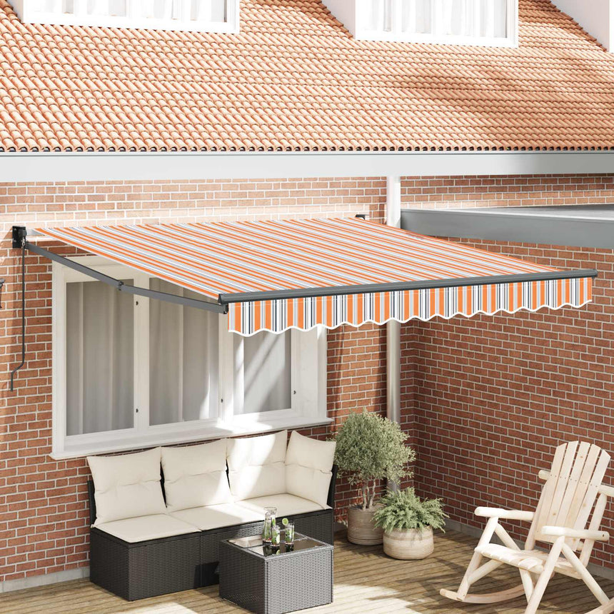 Uitschuifbare Luifel Meerkleurig 400 × 300 Cm Oranje/Grijs/Blauw/Wit (Anthraciet Frame)
