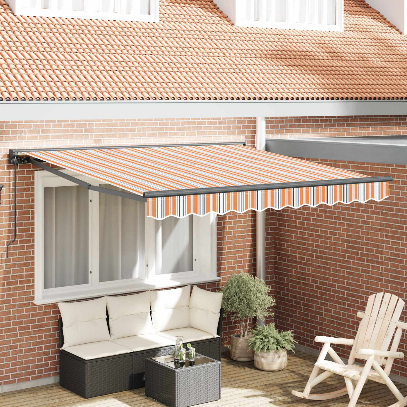 Zonnescherm Frame En 300 X 250 Cm Blauw En Oranje (Anthraciet Frame)