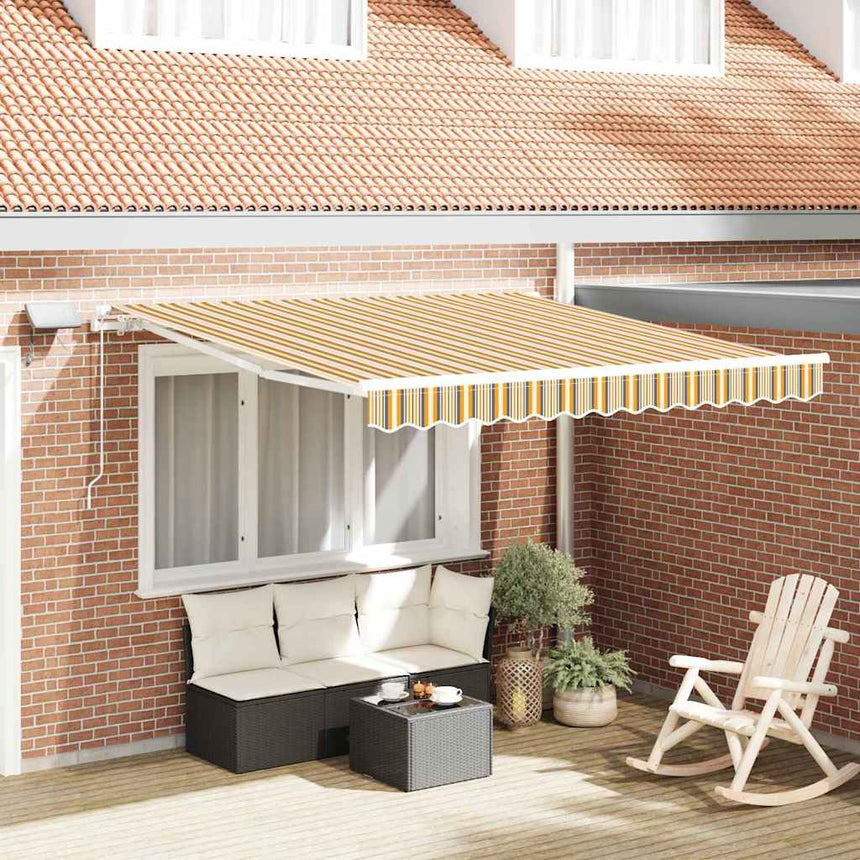 Uitschuifbare Luifel Meerkleurig Stof En Aluminium Geel/Grijs/Wit