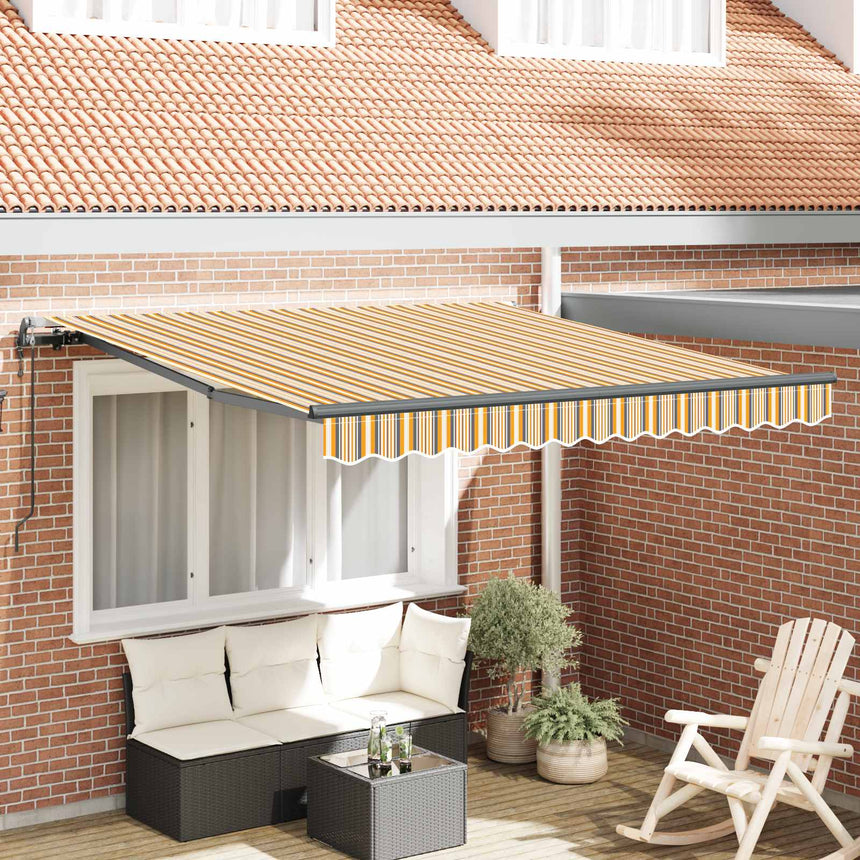 Uitschuifbare Luifel Meerkleurig Stof En Aluminium Geel/Grijs/Wit