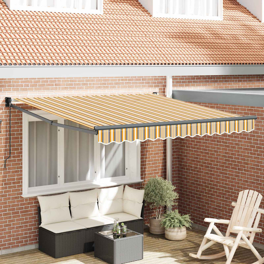Uitschuifbare Luifel Meerkleurig 450 × 300 Cm Geel/Grijs/Wit (Anthraciet Frame)