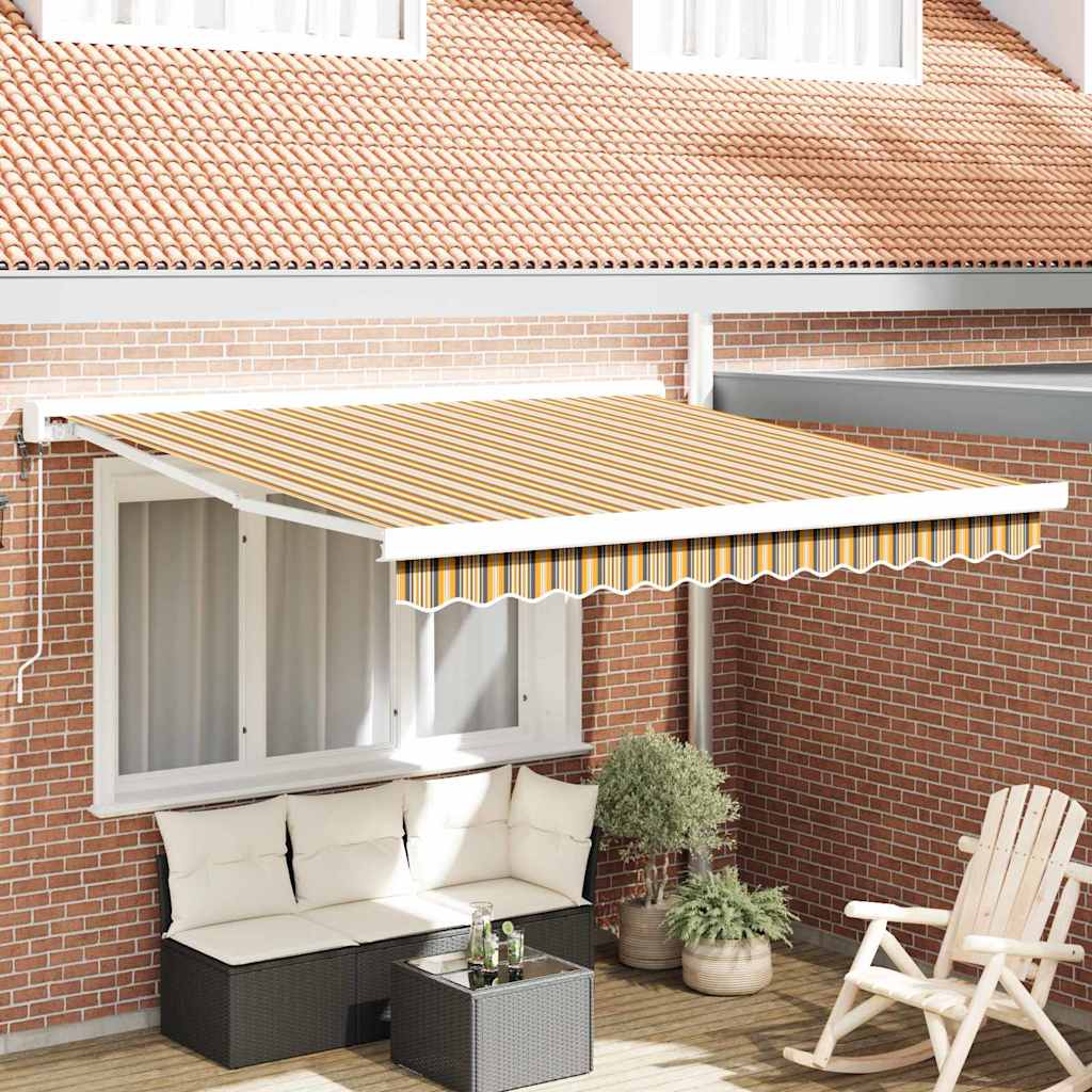 Uitschuifbare Luifel Meerkleurig 300 X 250 X 165 Cm Geel/Grijs/Wit