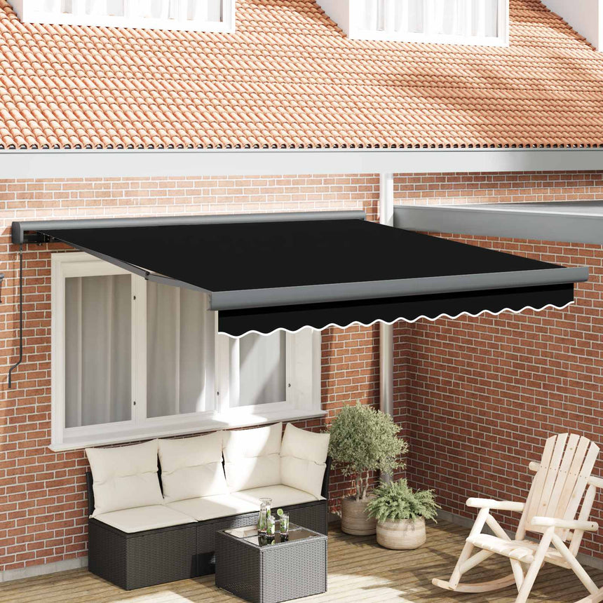 Uitschuifbare Luifel Canvas En Aluminium Zwart