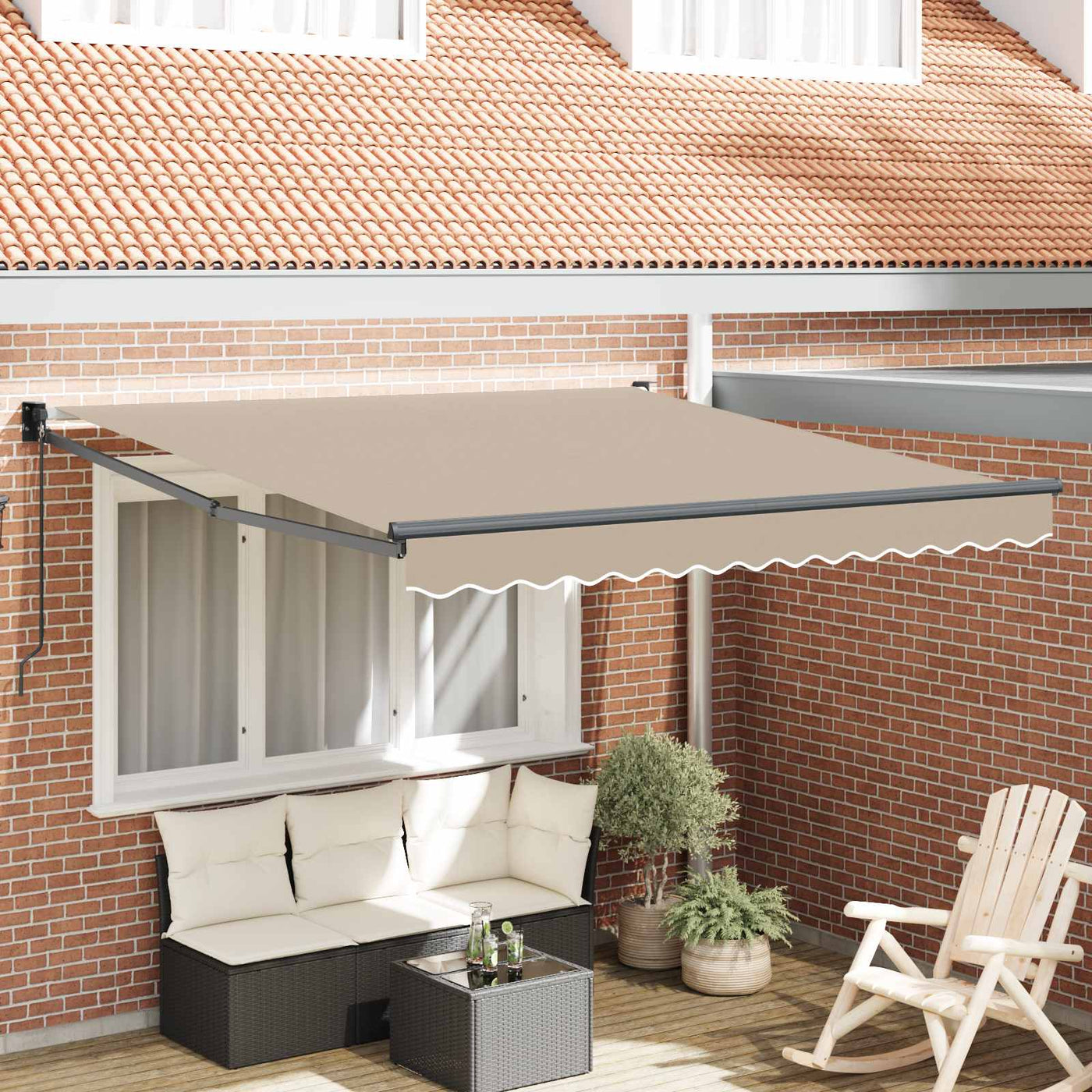 Uitschuifbare Luifel Beige 300 X 250 X 165 Cm Beige (Anthraciet Frame)