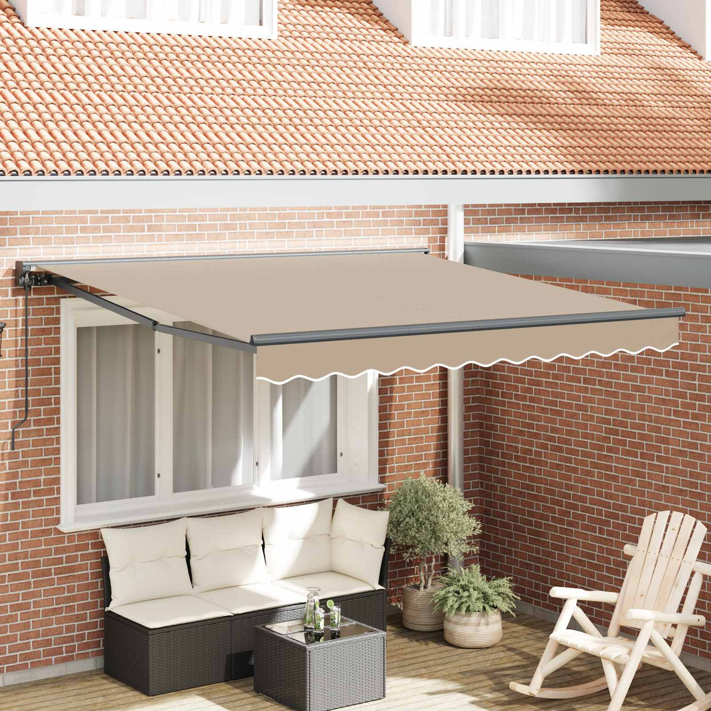 Zonnescherm Frame Beige 300 X 250 Cm Polyester Met Pu-Coating Beige (Anthraciet Frame)