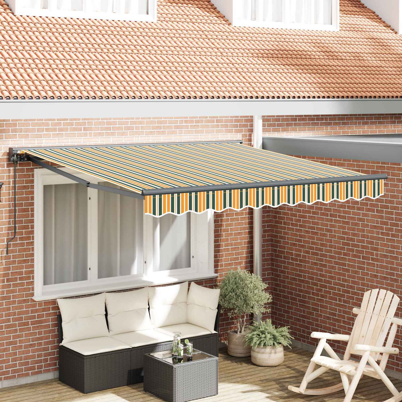 Zonnescherm Frame En 300 X 250 Cm Groen En Geel (Anthraciet Frame)