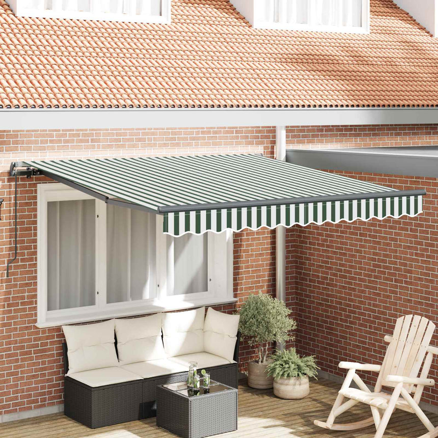Uitschuifbare Luifel 300 X 250 X 165 Cm Groen En Wit