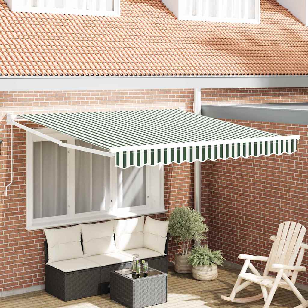 Uitschuifbare Luifel En 300 X 250 X 165 Cm Groen En Wit (Wit Frame)