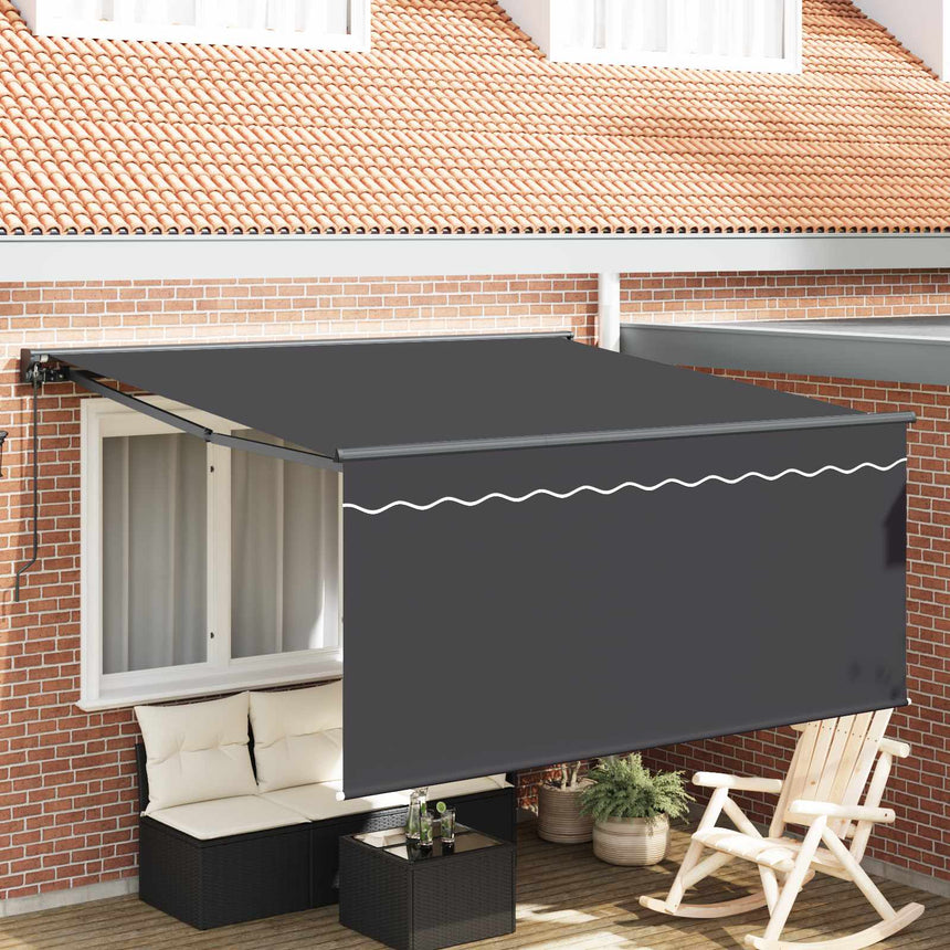 Inklapbare Luifel Antraciet 350 X 250 Cm Polyester En Aluminium Anthraciet (Anthraciet Frame)