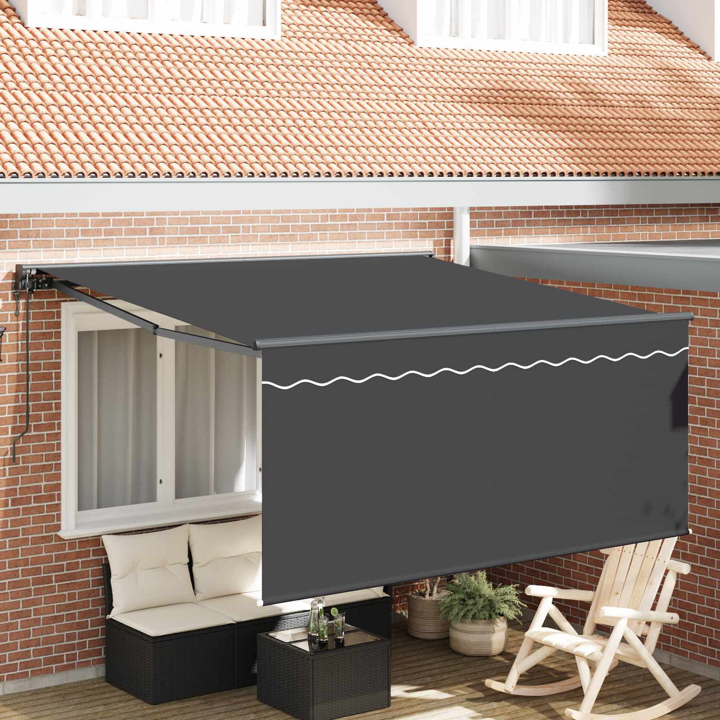 Inklapbare Luifel Antraciet 350 X 250 Cm Polyester En Aluminium Anthraciet (Anthraciet Frame)