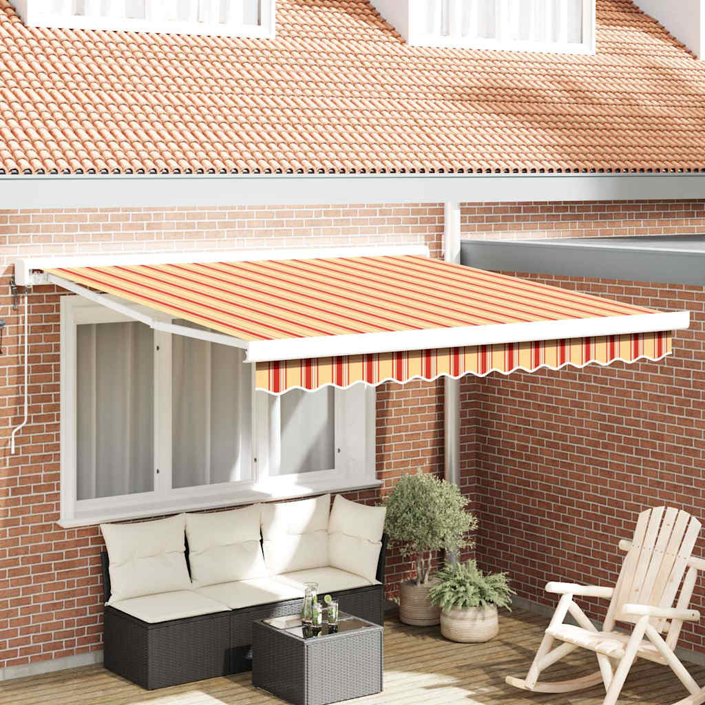 Uitschuifbare Luifel Geel En Oranje 350 X 250 X 165 Cm Geel/Oranje/Wit