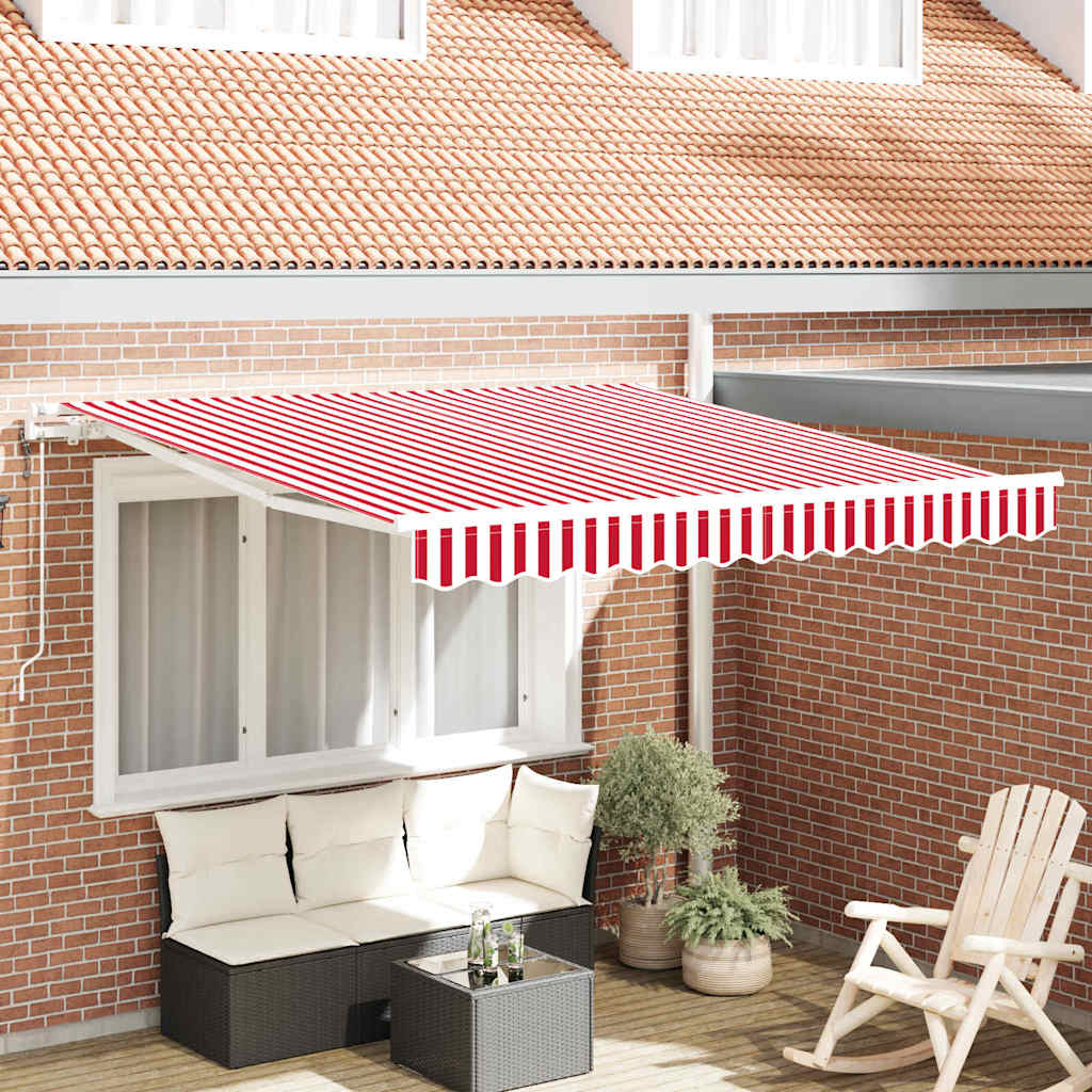 Uitschuifbare Luifel Stof En Aluminium Rood En Wit