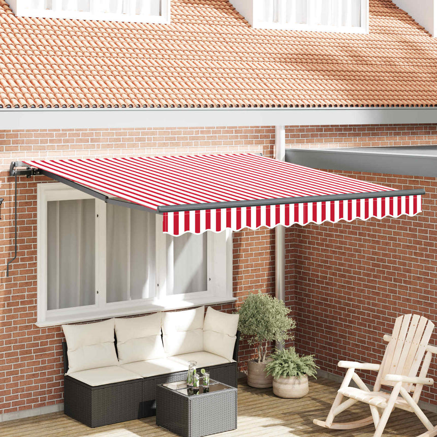 Uitschuifbare Luifel 450 X 350 X 165 Cm Rood En Wit