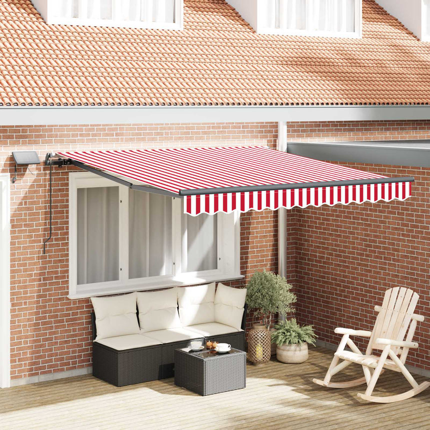 Uitschuifbare Luifel Stof En Aluminium Rood En Wit