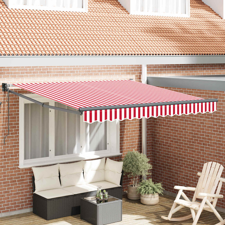 Uitschuifbare Luifel 350 X 250 Cm Rood En Wit