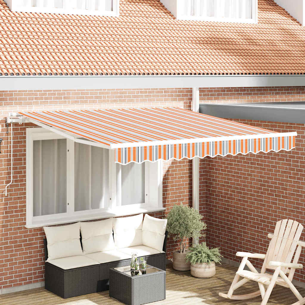 Uitschuifbare Luifel Meerkleurig Stof En Aluminium Oranje/Grijs/Blauw/Wit