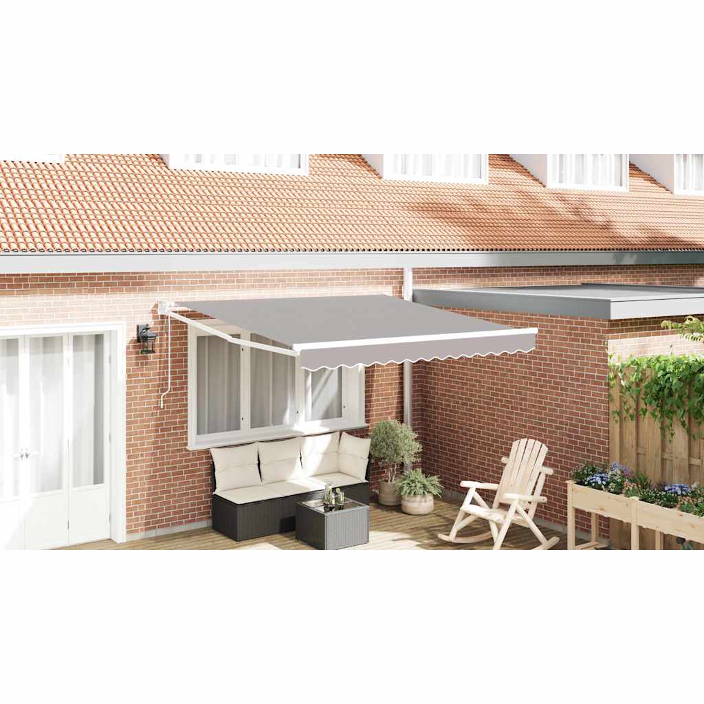 Uitschuifbare Luifel Lichtgrijs 350 X 250 Cm Lichtgrijs (Wit Frame)