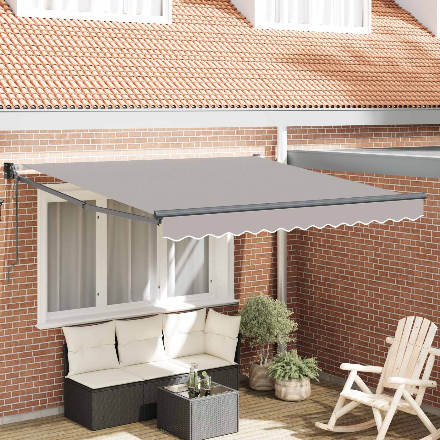 Uitschuifbare Luifel Lichtgrijs 350 X 250 Cm Lichtgrijs (Anthraciet Frame)