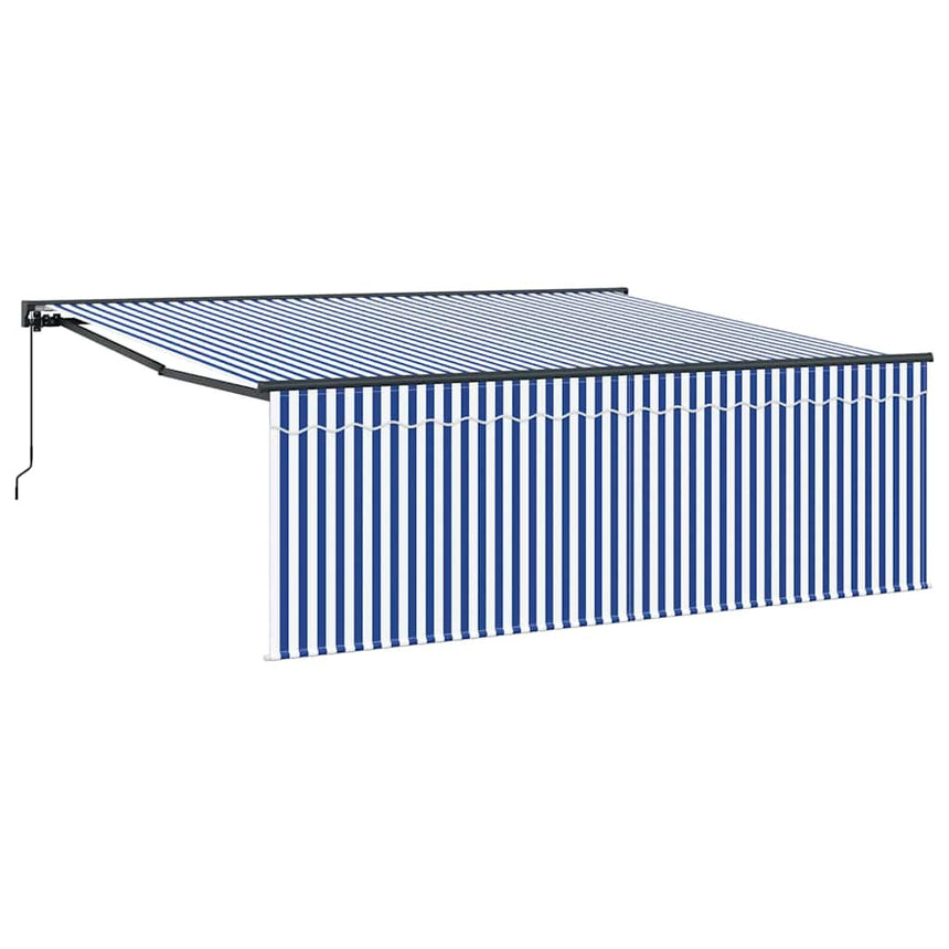Inklapbare Luifel Blauw En Wit 400 × 300 Cm Blauw En Wit (Anthraciet Frame)