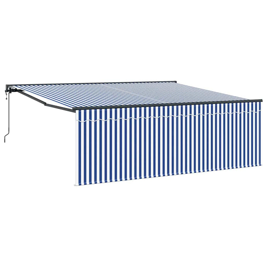 Inklapbare Luifel Blauw En Wit 400 × 300 Cm Blauw En Wit (Anthraciet Frame)