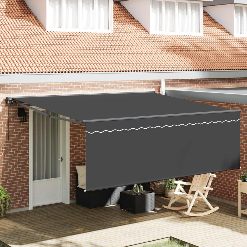 Inklapbare Luifel Antraciet 400 × 300 Cm Polyester En Aluminium Anthraciet (Anthraciet Frame)