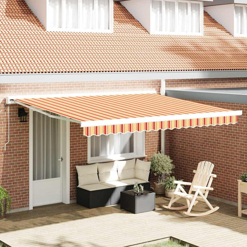 Uitschuifbare Luifel Geel En Oranje 350 X 250 X 165 Cm Geel/Oranje/Wit
