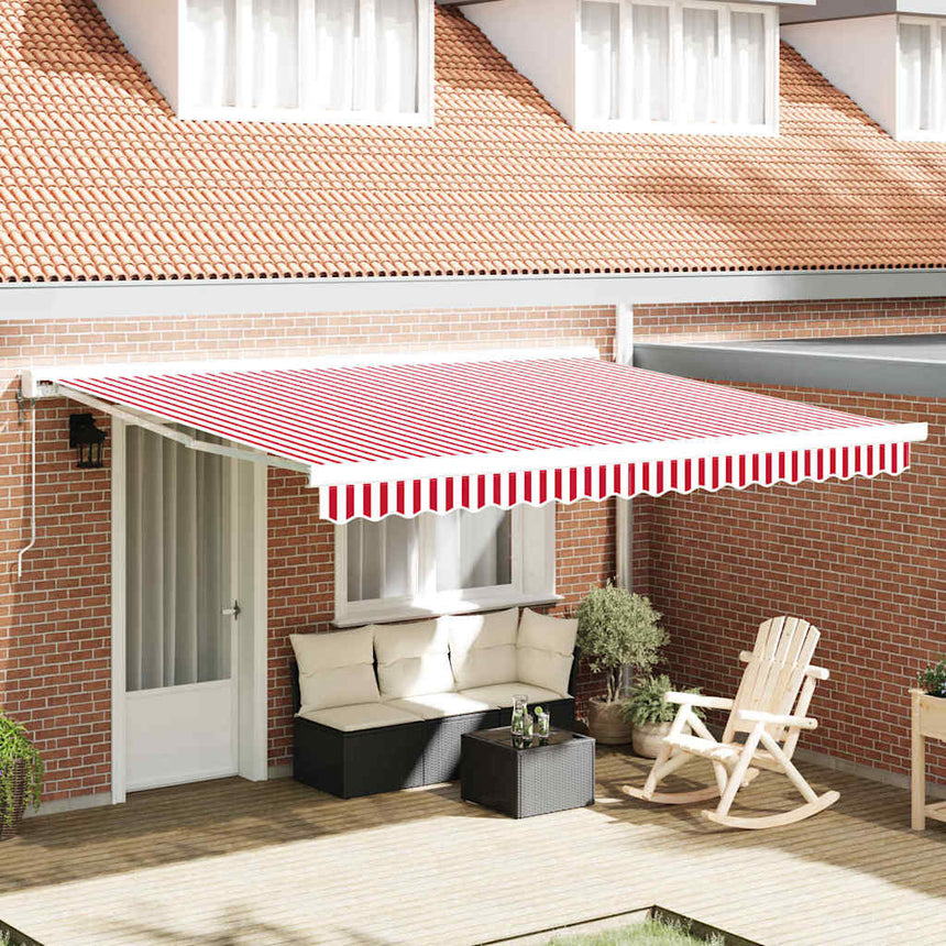 Uitschuifbare Luifel 500 X 300 X 165 Cm Rood En Wit