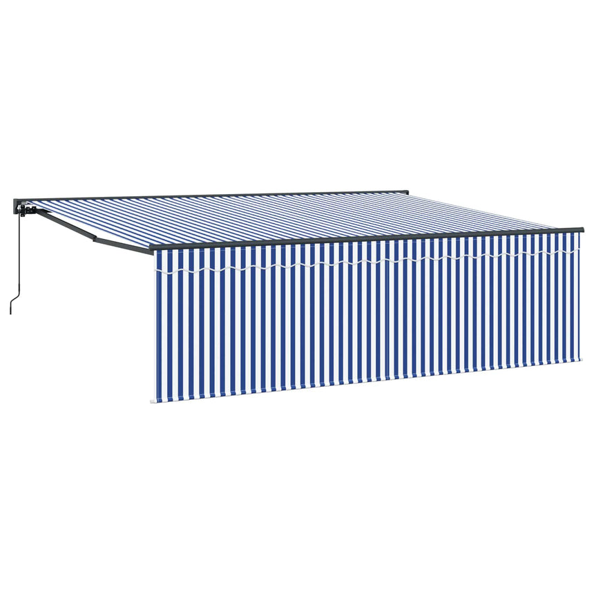 Inklapbare Luifel Blauw En Wit 400 × 300 Cm Blauw En Wit (Anthraciet Frame)