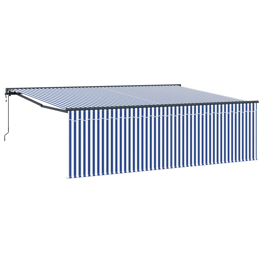 Inklapbare Luifel Blauw En Wit 400 × 300 Cm Blauw En Wit (Anthraciet Frame)