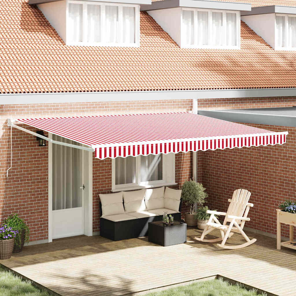 Uitschuifbare Luifel En 450 X 300 X 165 Cm Rood En Wit (Wit Frame)