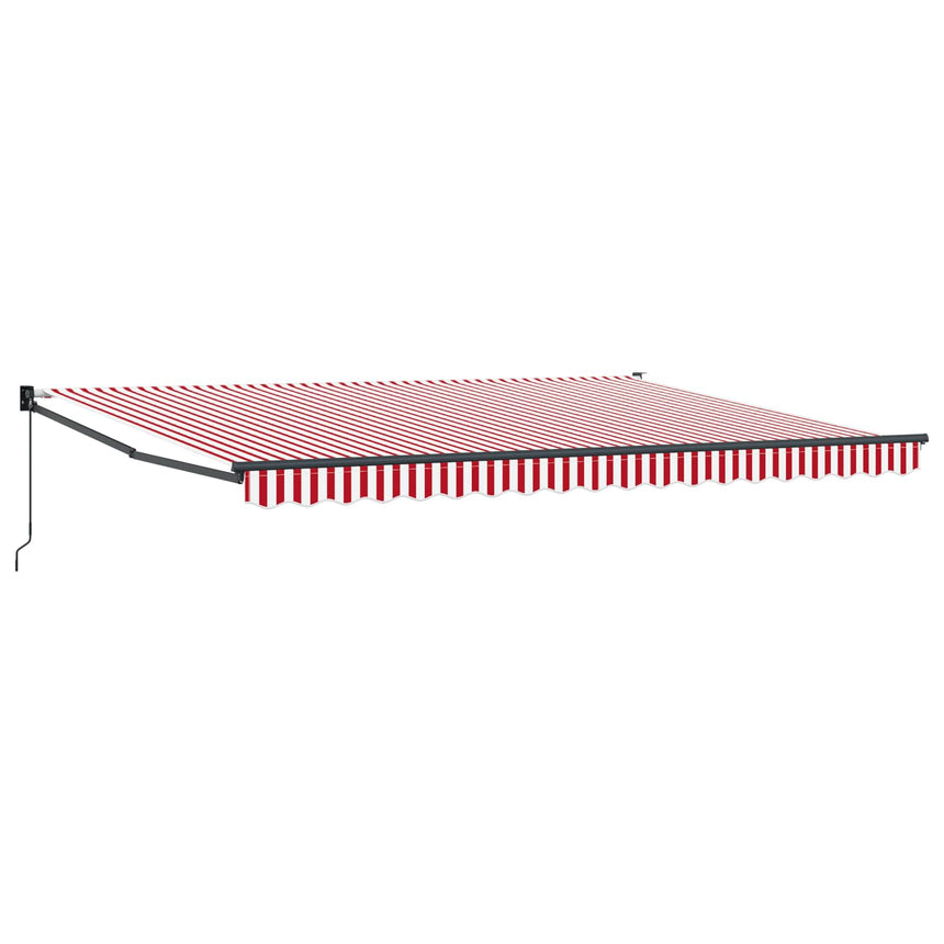 Uitschuifbare Luifel En 450 X 300 X 165 Cm Rood En Wit (Anthraciet Frame)