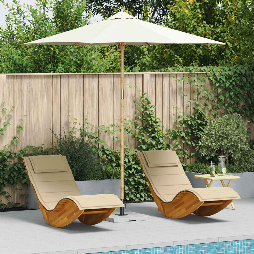 Tuinparasol Crème Wit Ø 150 X 210 Cm Bamboe