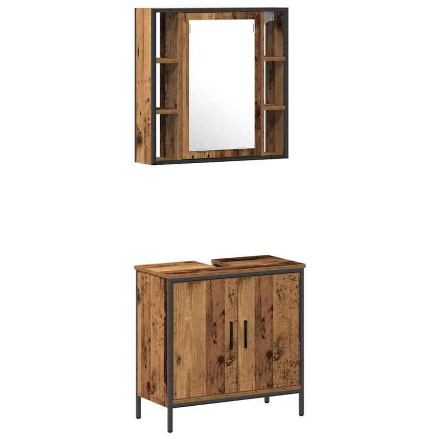 vidaXL Ensemble de mobilier de salle de bain avec étagère 2 pcs Marron