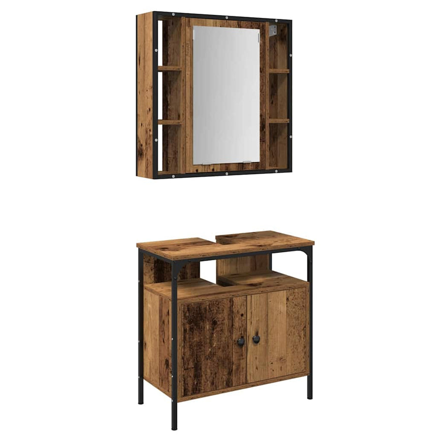 vidaXL Ensemble de mobilier de salle de bain avec étagère 2 pcs Marron