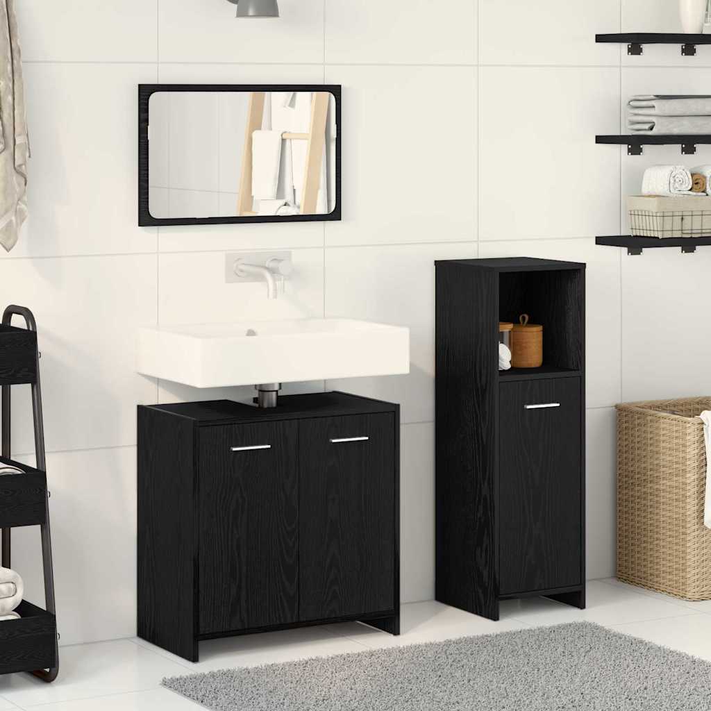 vidaXL Ensemble de mobilier de salle de bain 3 pcs Chêne noir
