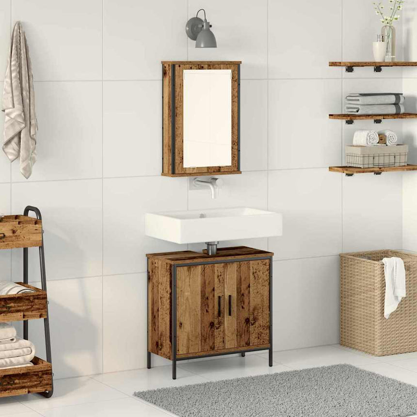 vidaXL Ensemble de mobilier de salle de bain avec étagère 2 pcs Marron