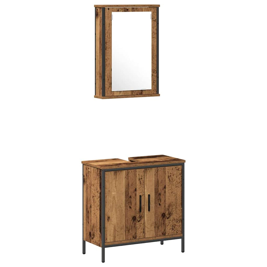vidaXL Ensemble de mobilier de salle de bain avec étagère 2 pcs Marron