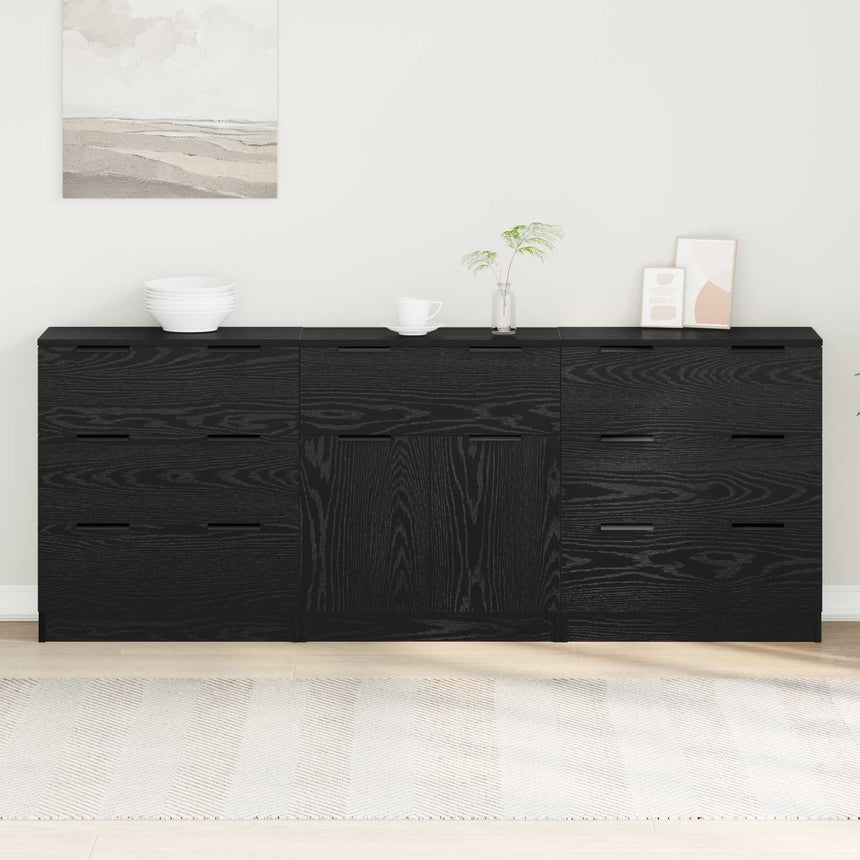 vidaXL Buffet 3 pcs Chêne noir 181 x 30 x 70 cm Bois d'ingénierie
