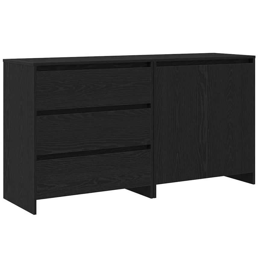 vidaXL Buffet avec tiroir 2 pcs Noir 70 x 41 x 75 cm Bois d'ingénierie
