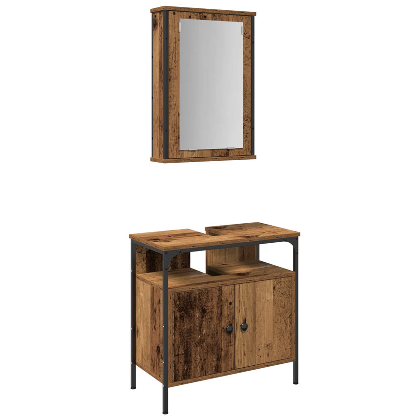 vidaXL Ensemble de mobilier de salle de bain avec étagère 2 pcs Marron