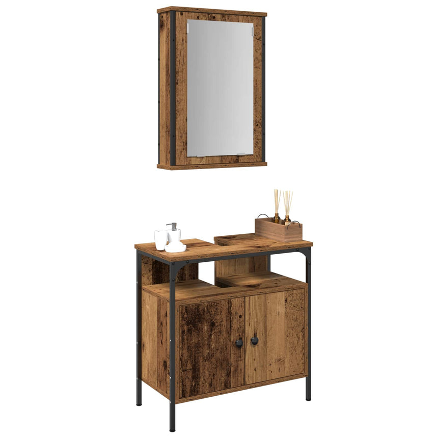 vidaXL Ensemble de mobilier de salle de bain avec étagère 2 pcs Marron