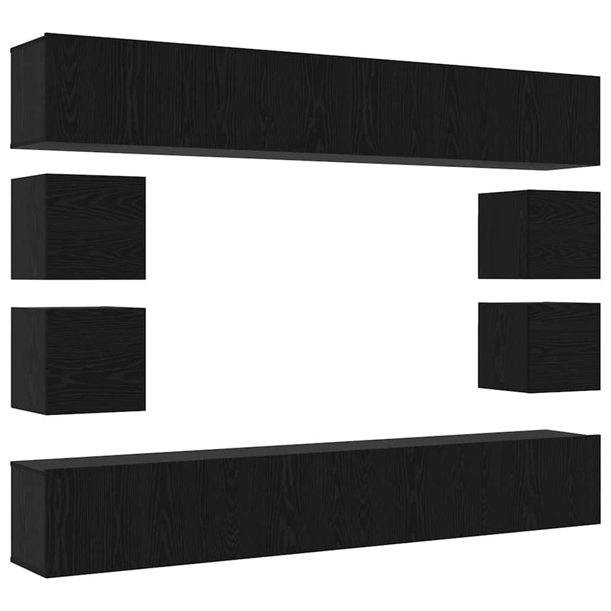 vidaXL Ensemble meuble TV 8 pcs Chêne noir Bois d'ingénierie